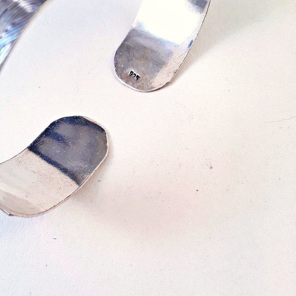 Lapis Lazuli .925 Silver Handmade Jewelry Cuff Bracelet Adjustable - Picture 2 of 3